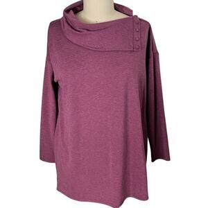 SOFT SURROUNDINGS Heathered Purple Greenwood Oversized Pullover Tunic Top ~ MED.